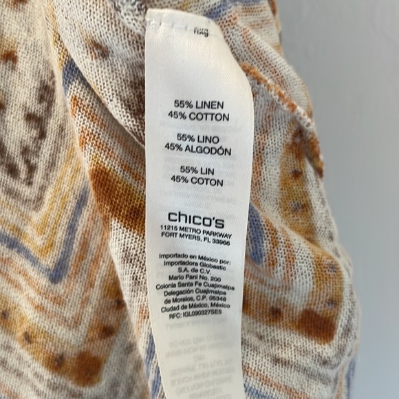 Chicos Sweater Sz 2 Medium Zigzag Ikat Melinda Pullover Linen Blend Lightweight - Picture 11 of 11
